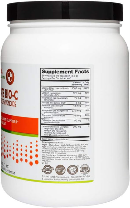 NutriBiotic Ascorbate Bio-C - Buffered Effervescent Vitamin C Powder with Bioflavonoids and Minerals, 1 kg