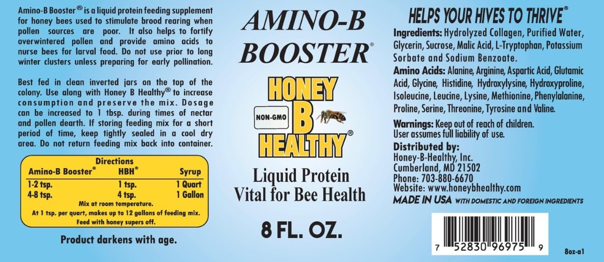 Honey B Healthy Amino-B Booster 237 ml Liquid Protein Supplement for Honey Bees - görsel 3