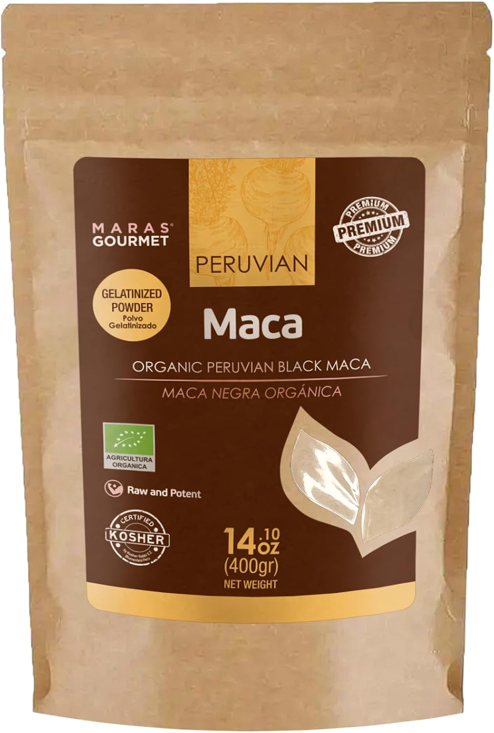 Organic Peruvian Black Maca (Gelatinised Powder) – Energy and Stamina Support, 400g (14.1 oz) - görsel 1