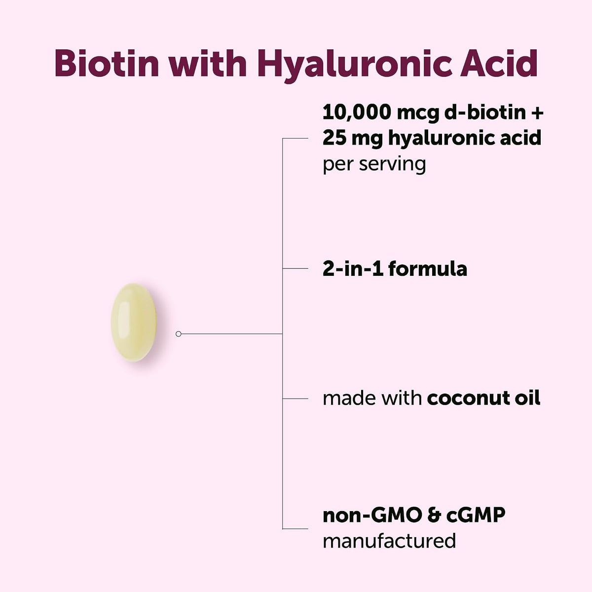 Micro Ingredients Biotin 10,000 mcg with Hyaluronic Acid – 365 Softgels - görsel 3