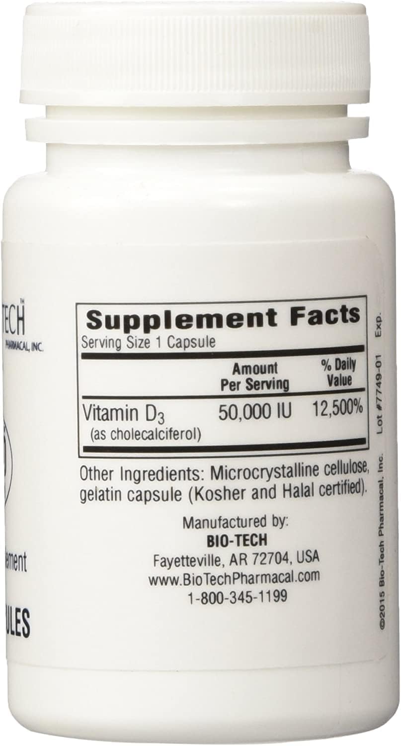 D3-50 50,000iu – Bio-Tech Pharmacal – 100 Capsules – Pack of 2 - görsel 2
