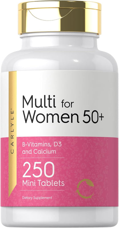 Carlyle Multivitamin for Women 50 and Over | 250 Mini Tablets | Iron Free | Non-GMO, Gluten-free