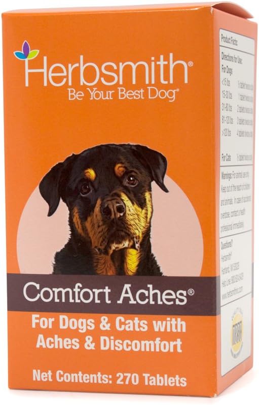 Herbsmith Comfort Aches – Herbal Pain Relief for Dogs and Cats – For Pet Aches and Pains – Anti-Inflammatory Supplement – 270 Tablets - görsel 1