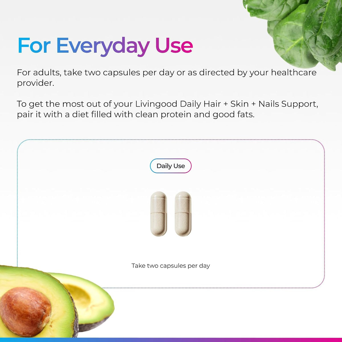 Livingood Daily Hair, Skin & Nails – Those with weak or brittle nails: Nutrients like silica and zinc are known to – Image 3