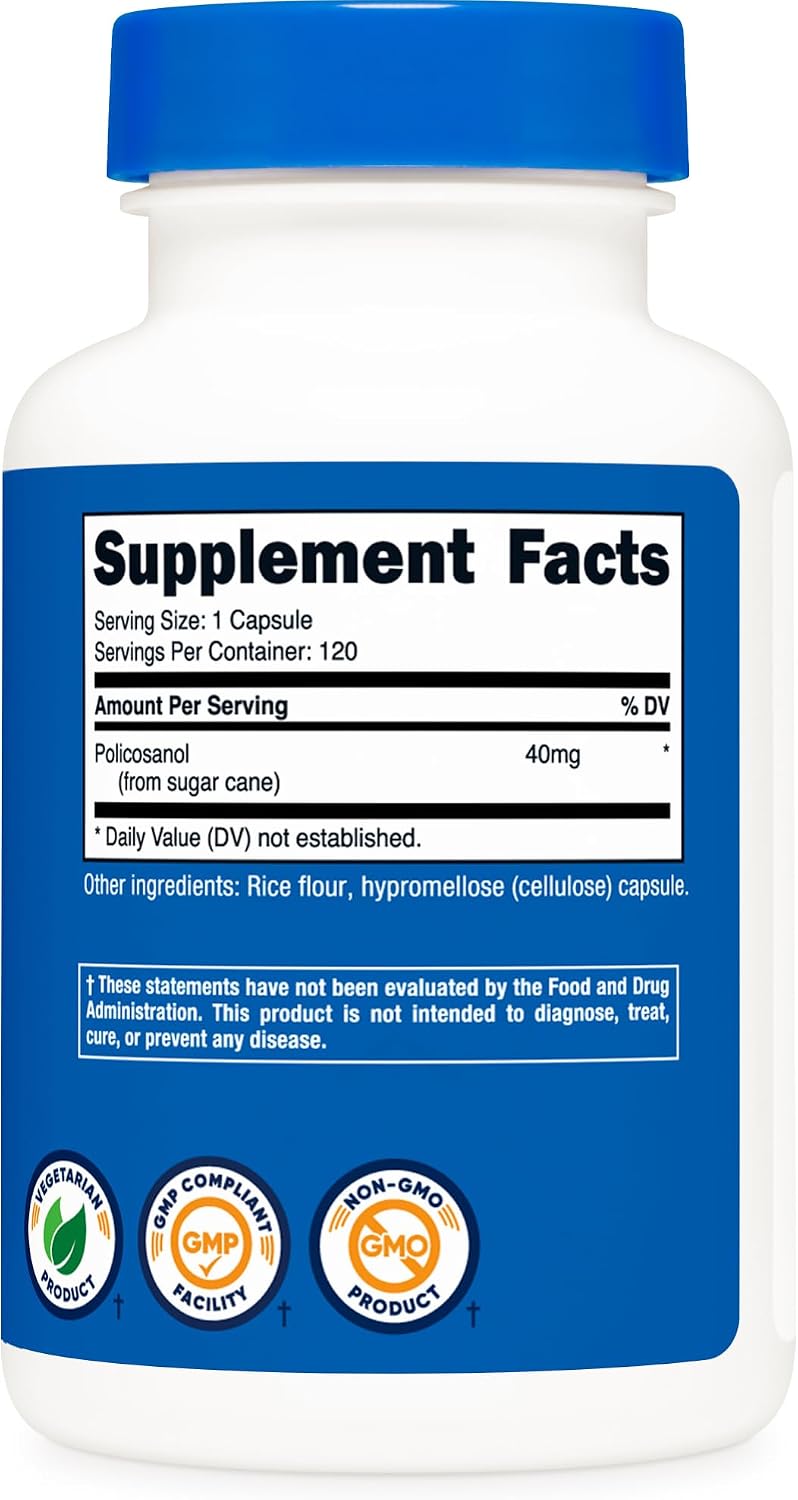 Nutricost Policosanol 40mg, 120 Capsules - Gluten-free, Non-GM, and Vegetarian Friendly - görsel 5