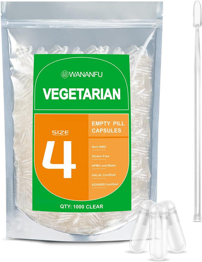 wananfu Size 4 Empty Vegetarian Capsules (1000 Count)