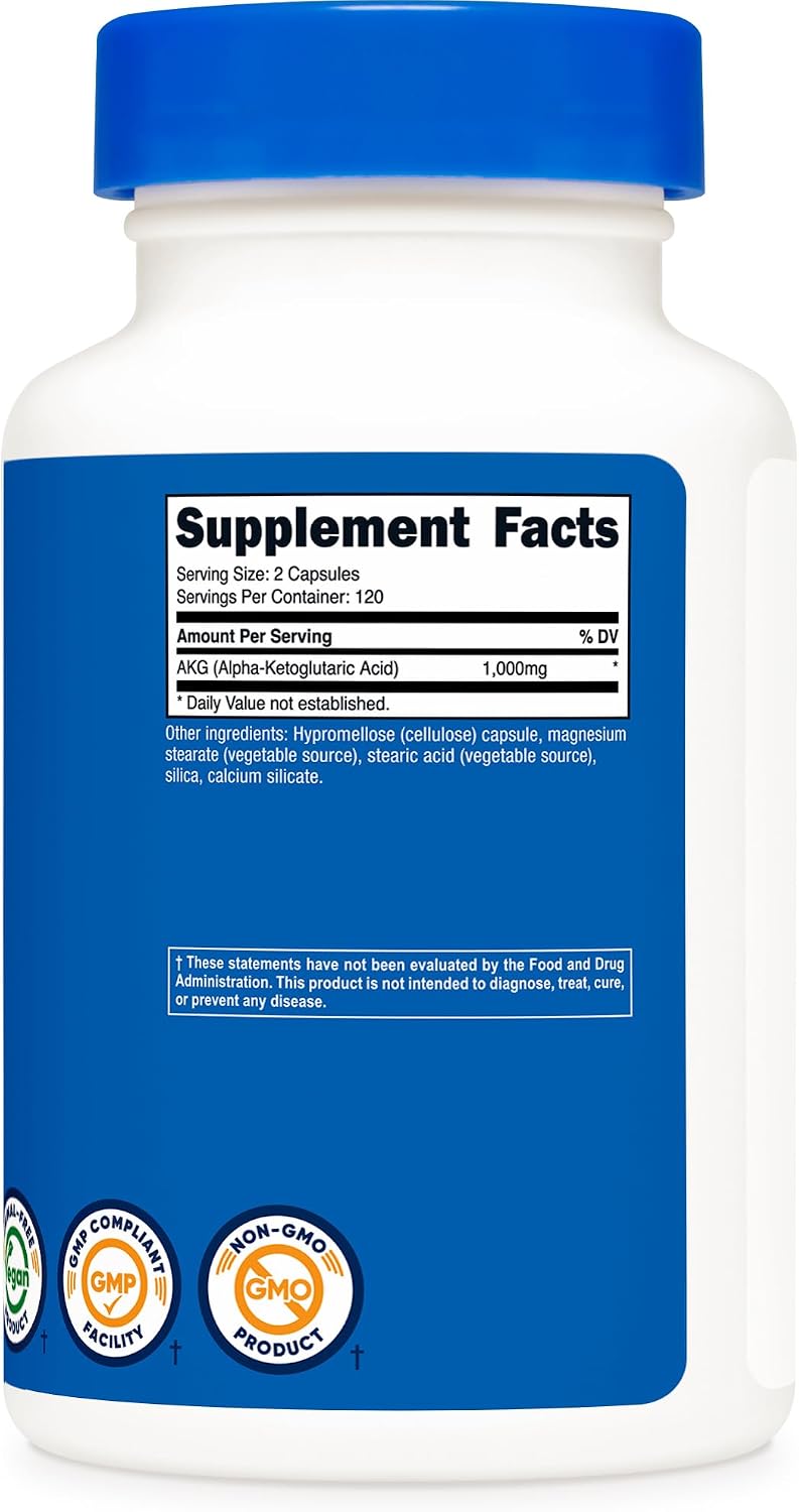 Nutricost AKG Alpha-Ketoglutaric Acid 1000 mg, 240 Capsules - görsel 5