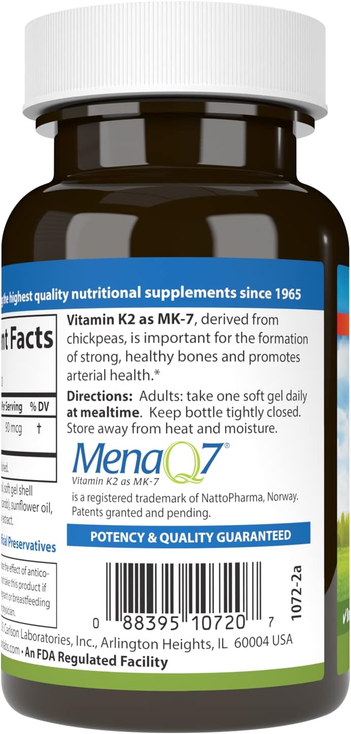 Carlson Vitamin K2 MK-7, 90 mcg, 120 Softgels – Bone Health & Calcium Utilisation - görsel 3