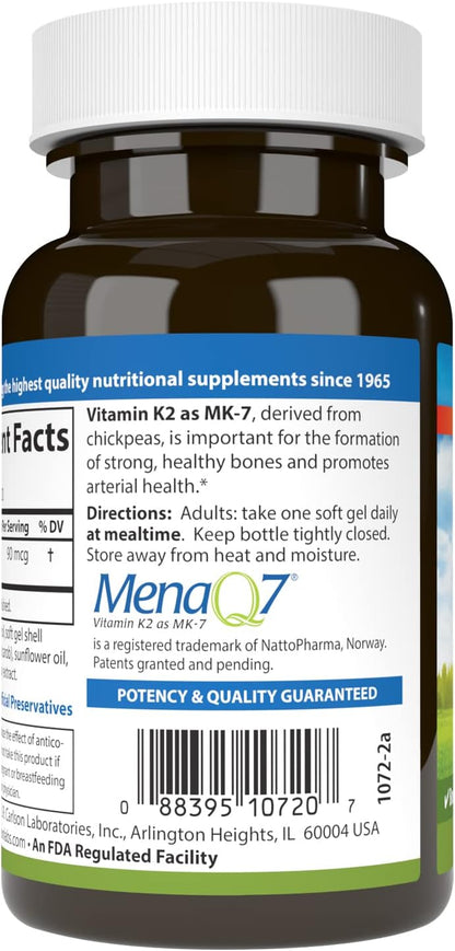 Carlson Vitamin K2 MK-7, 90 mcg, 120 Softgels – Bone Health & Calcium Utilisation