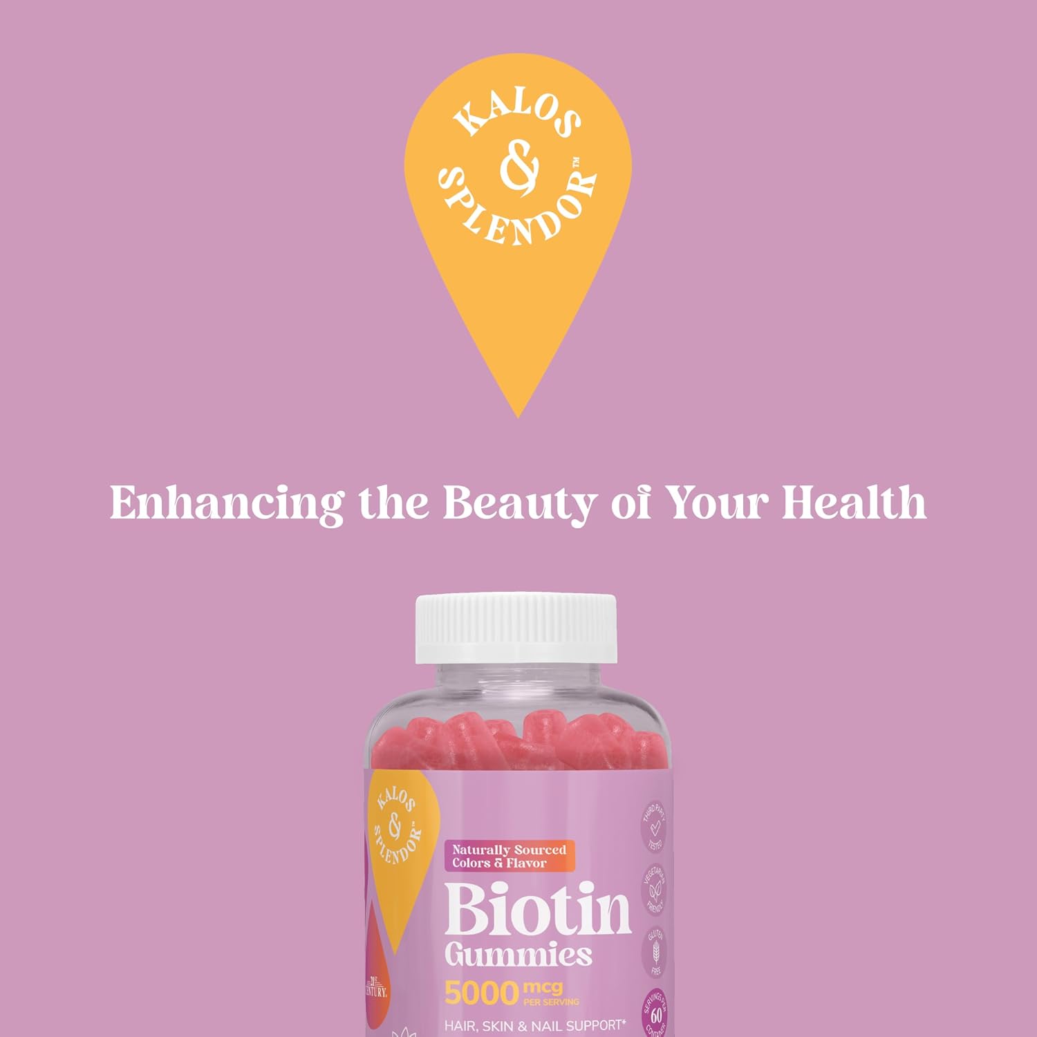 21st Century Biotin Gummies 5000 mcg for Hair, Skin and Nail Health – Vegetarian Strawberry Supplement, 120 Gummies, Gluten-free - görsel 7