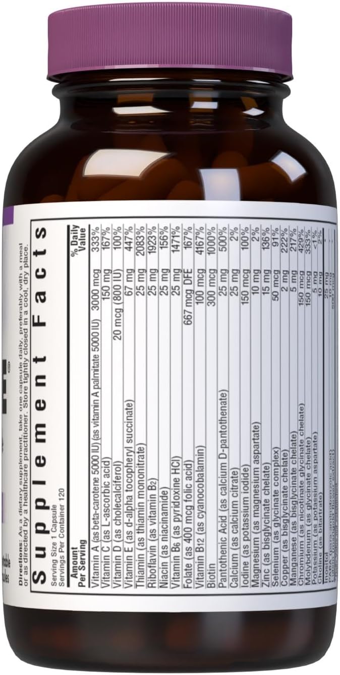 Bluebonnet Multi One (Iron Free) – Complete Full Spectrum Multivitamin, 120 Vegetable Capsules - görsel 7