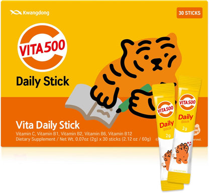 KWANGDONG Vita500 Multivitamin Powder Daily Stick, Improve Strong Immune, & Energy Boost with Vitamin C 500mg, and Vitamin B Complex (70 Sticks of 500mg)