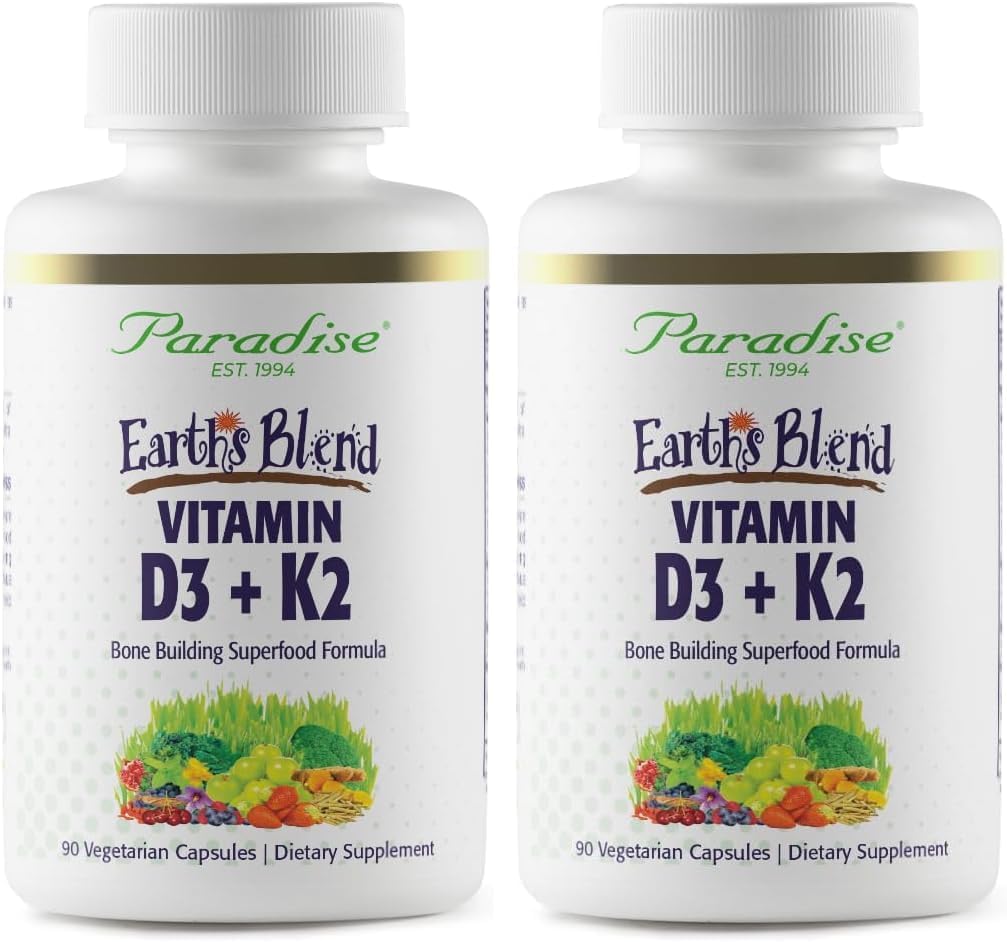 Paradise Herbs Earth's Blend Vitamin D3 + K2, Superfood Base of Probiotics and Organic Alkalising Greens, Vegetables & Berries, 90 Vegetarian Capsules - görsel 3