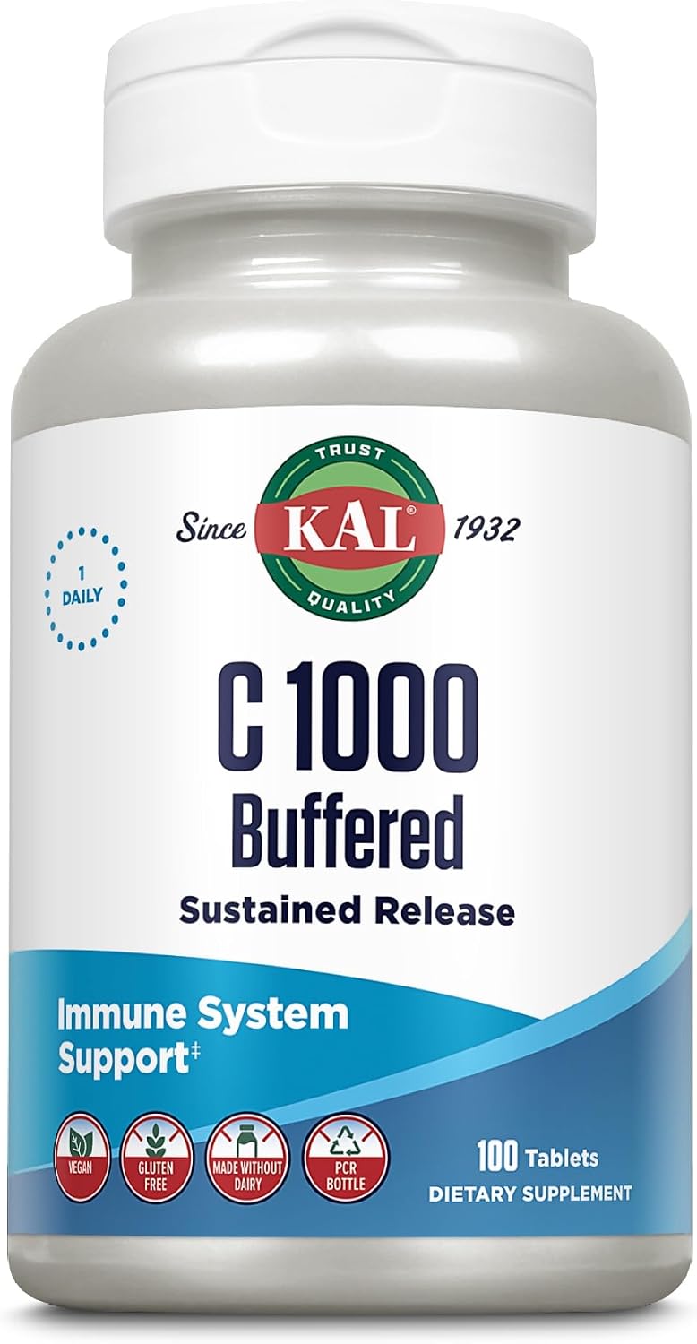 KAL Vitamin C Buffered Sustained Release Tablets, 1,000 mg, 100 Tablets - görsel 2