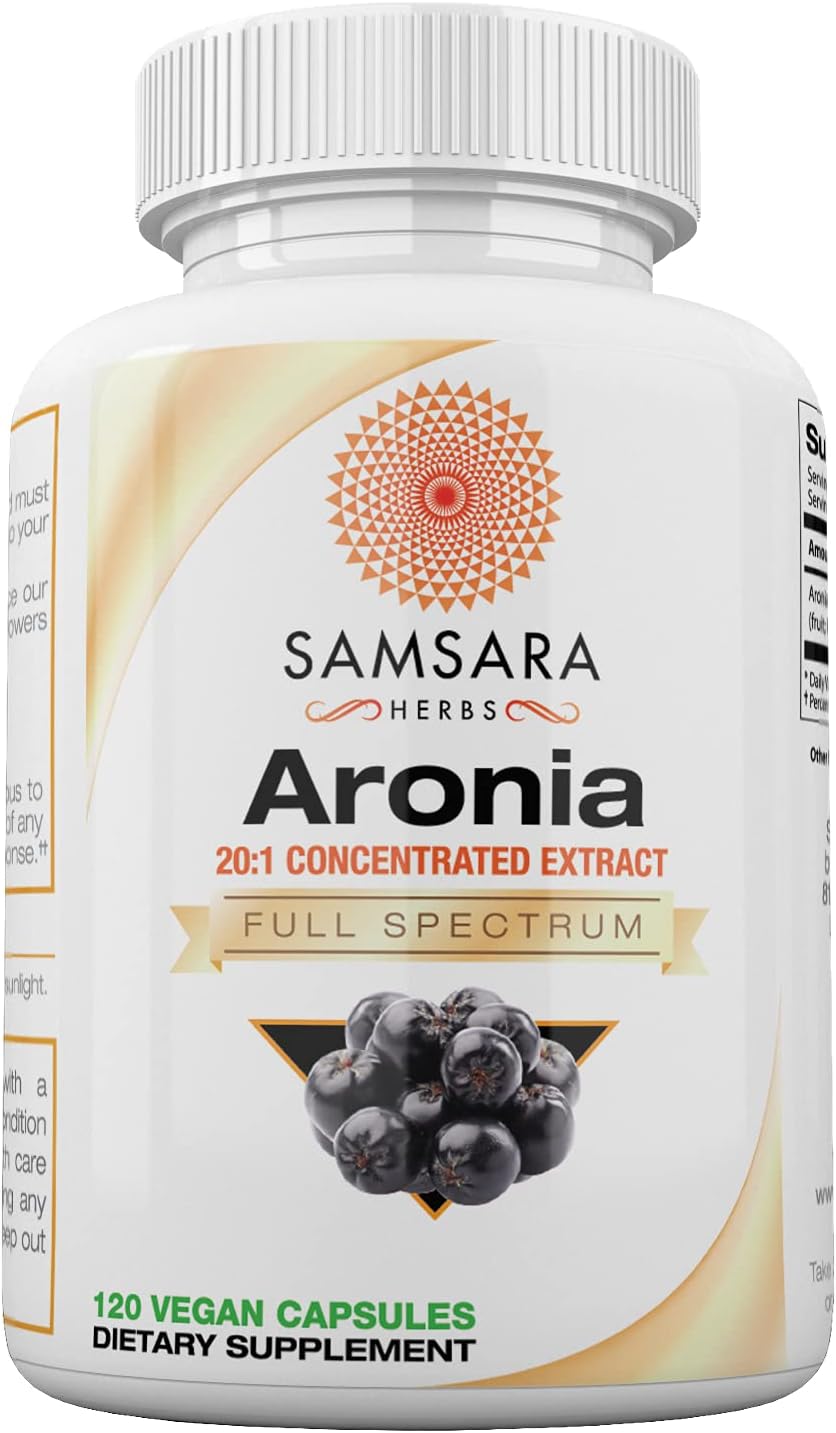 Aronia Berry 20:1 Extract (120 x 500mg Capsules) – Antioxidant, Flavonoids & Polyphenols Supplement – High ORAC – Native American Berry – Improved Wellbeing - görsel 1