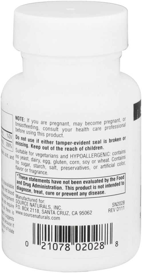 Source Naturals MegaFolinic 800mcg Bioactive Folate, for Brain & Cell Health - 120 Tablets - görsel 4