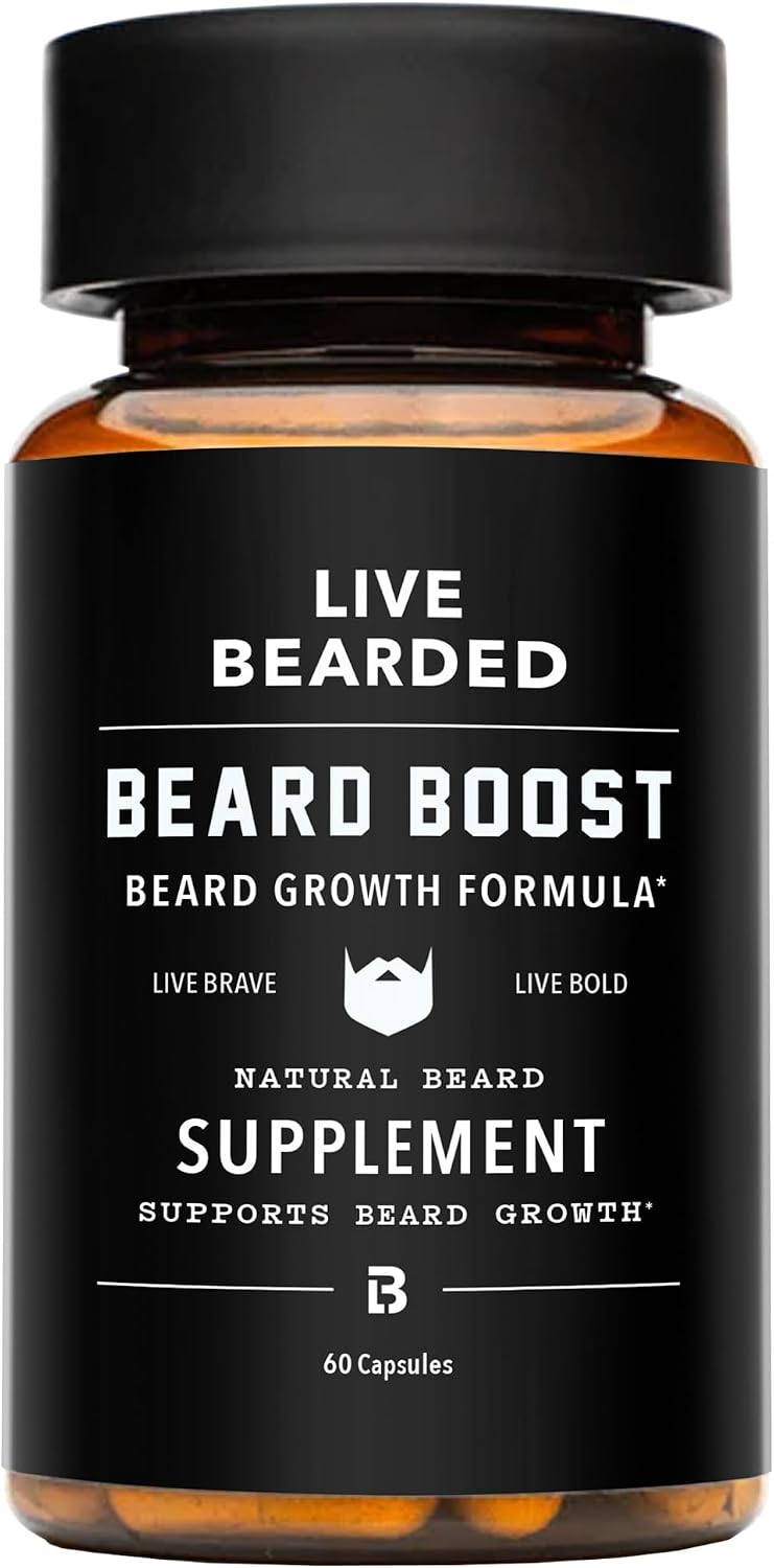 Live Bearded Beard Boost: Beard Growth Vitamins for Men with Biotin 5000mcg - 30-Day Supply - görsel 1