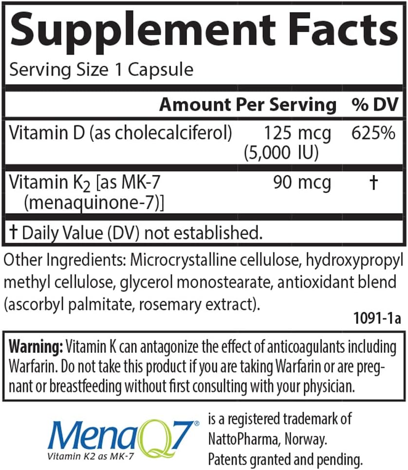 Carlson Super D3 + K2, 5000 IU Vitamin D3 & 90 mcg Vitamin K2 MK-7 – 45 Vegetarian Capsules - görsel 4