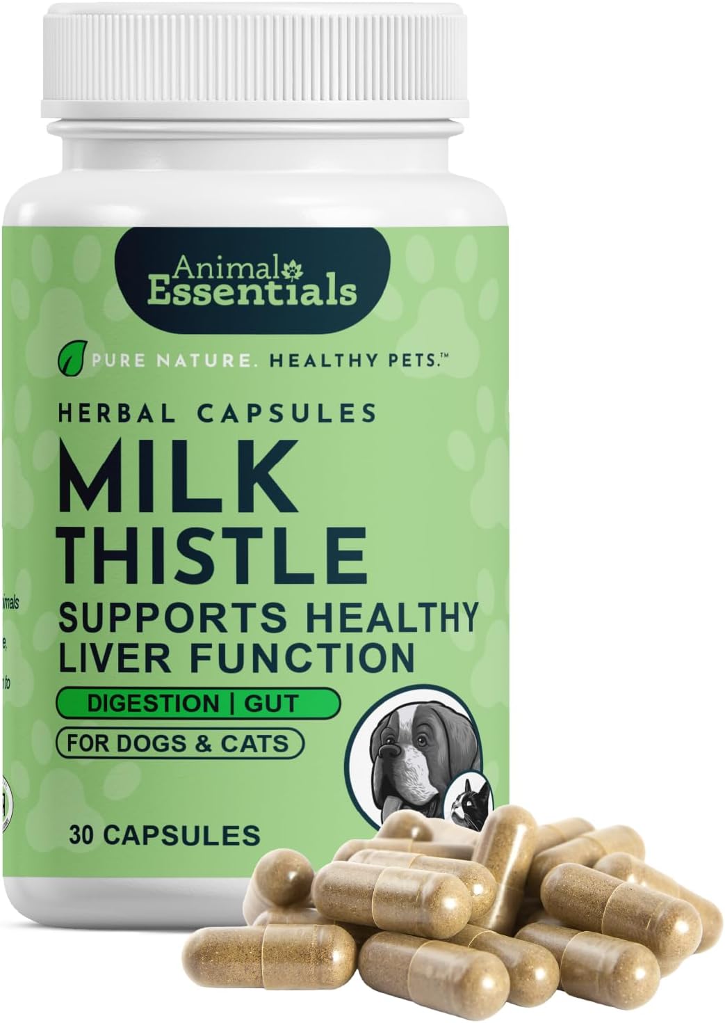 Milk Thistle for Dogs & Cats - Liver Support Supplement, 150mg, 30 Capsules - görsel 1