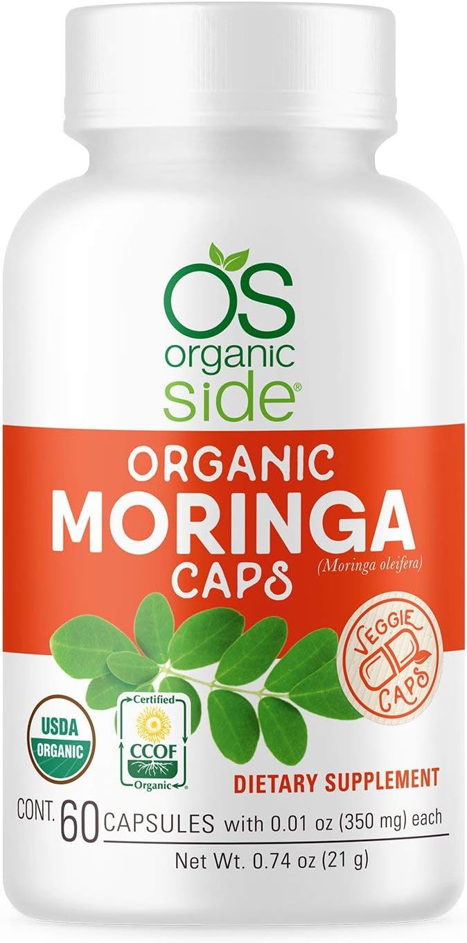 Organic Moringa Capsules - 60 Capsules - USDA Organic, Non-GM, Vegan Superfood for Energy and Immunity - görsel 1