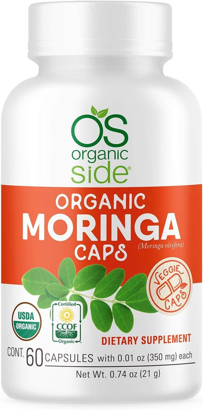 Organic Moringa Capsules - 60 Capsules - USDA Organic, Non-GM, Vegan Superfood for Energy and Immunity