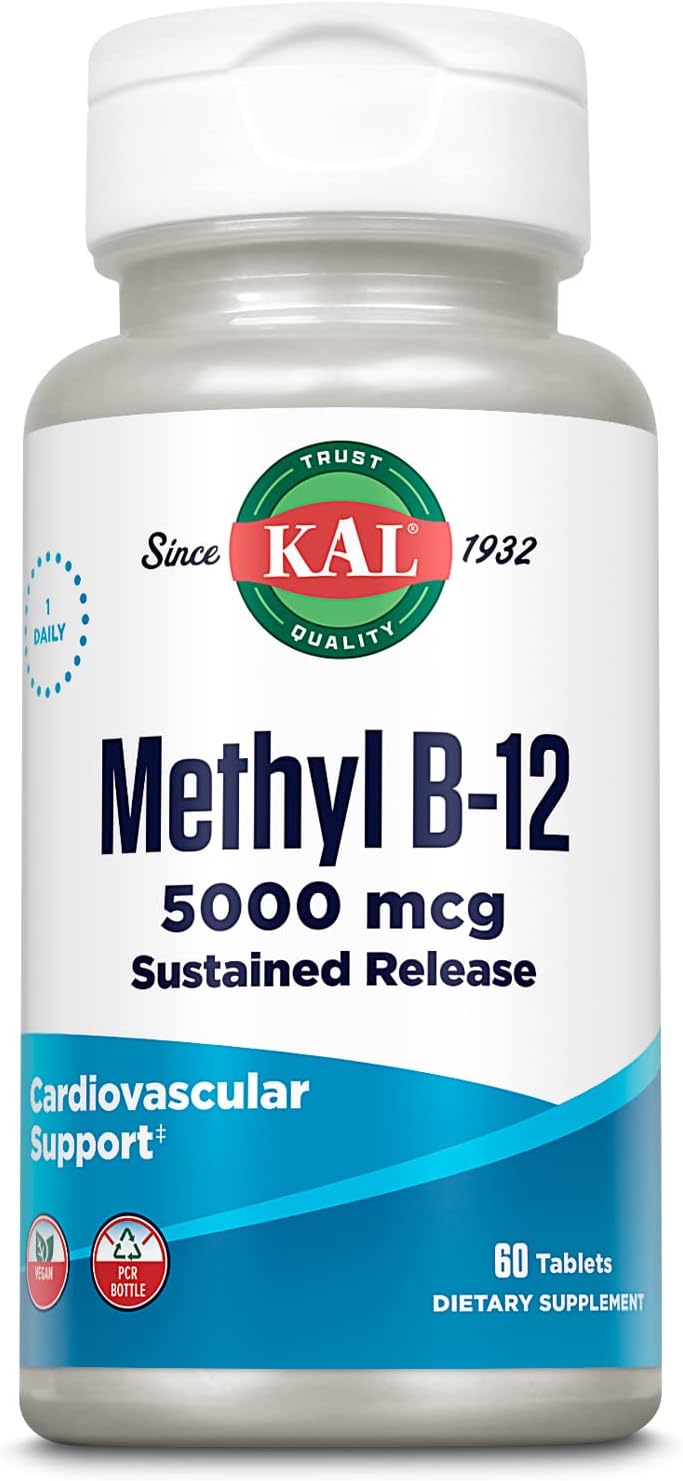 KAL Vitamin B12 Methylcobalamin 5000mcg – Fast Dissolving ActivMelts, Natural Raspberry Flavour, 90 Micro Tabs - görsel 1