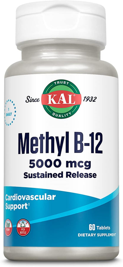 KAL Vitamin B12 Methylcobalamin 5000mcg – Fast Dissolving ActivMelts, Natural Raspberry Flavour, 90 Micro Tabs