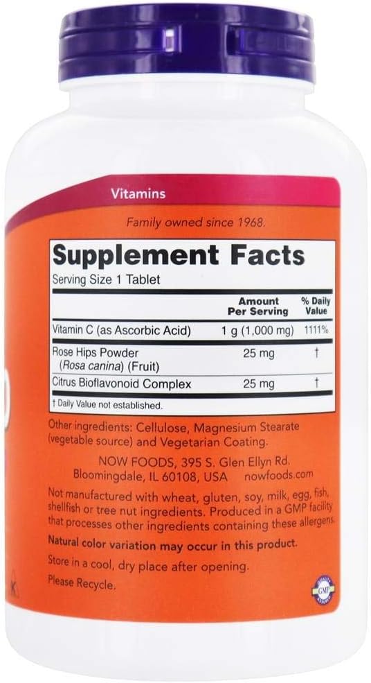 NOW Foods Vitamin C-1000 with Rose Hips and Bioflavonoids - 250 Tablets - görsel 2