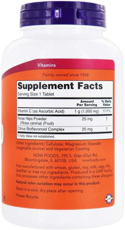 NOW Foods Vitamin C-1000 with Rose Hips and Bioflavonoids - 250 Tablets