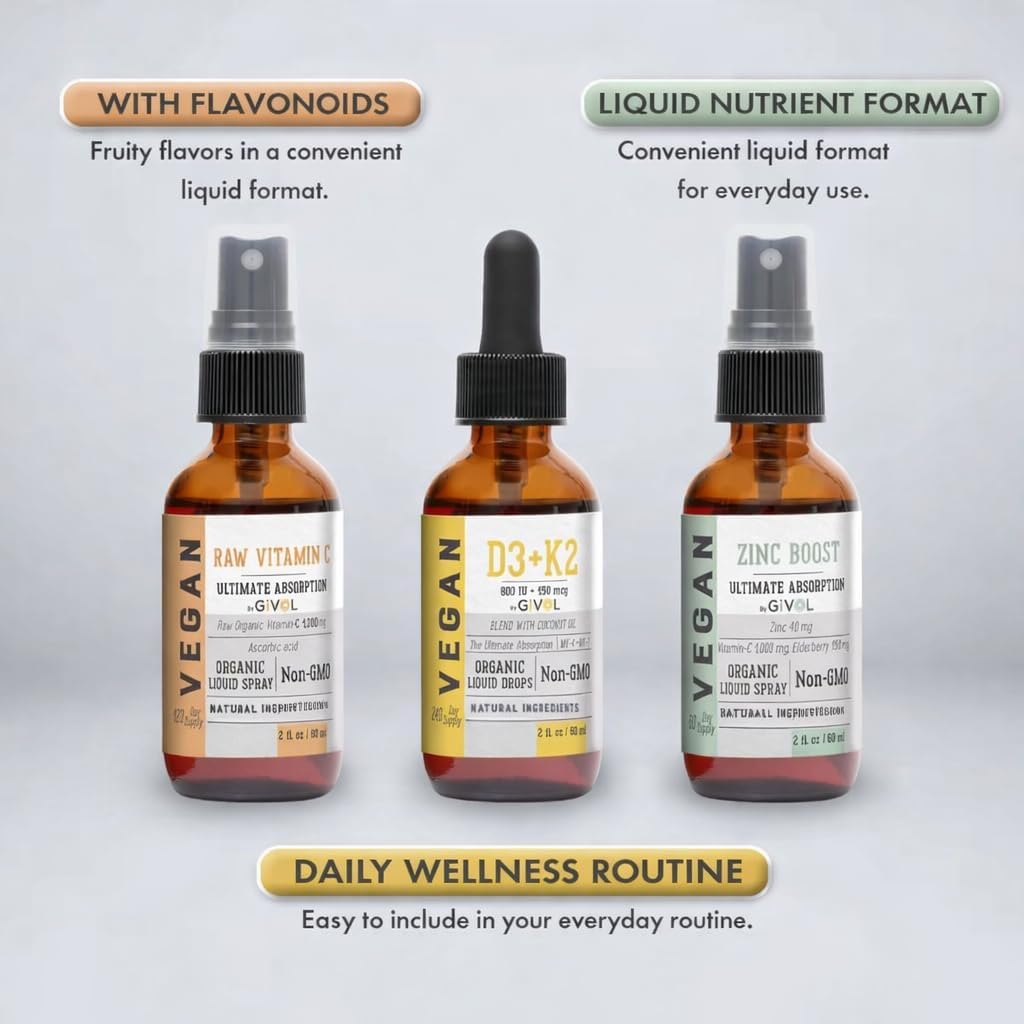 Vitamin C, D3 & K2 Liquid, Zinc Picolinate - Premium Liquid Vitamins - 180-Day Supply - Trio Bundle - görsel 4