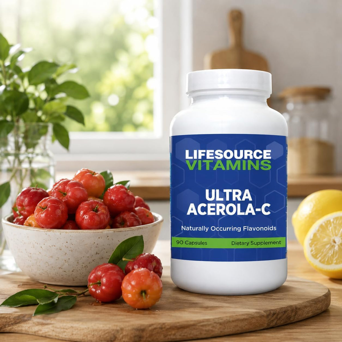 LifeSource Vitamins Ultra Acerola-C - Acerola Berry Powder 1500 mg - 90 Capsules - 500 mg Vitamin C per Serving - görsel 4