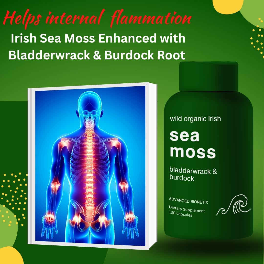 Advanced Bionetix Organic Irish Sea Moss Capsules with Bladderwrack and Burdock Root - 120 Capsules - görsel 4