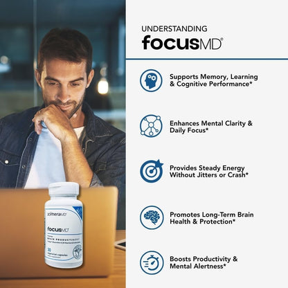 ScimeraMD FocusMD Brain Supplement with Nootropic Organic Coffeeberry and Huperzine A - 30 Capsules
