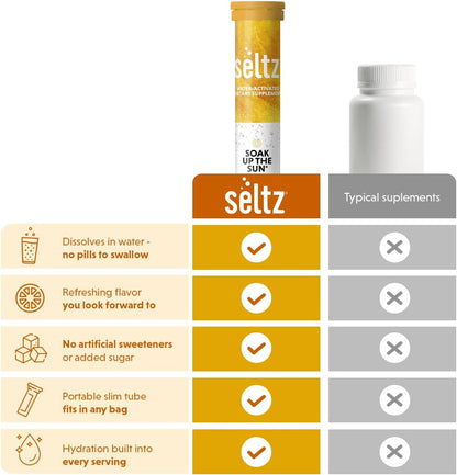 Seltz Vitamin D3 Drink Tablets - 5000 IU Effervescent, Mango & Orange, 120 Tablets