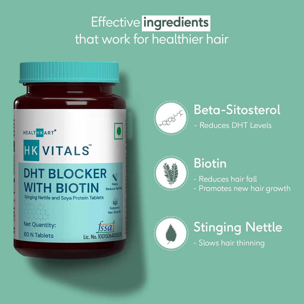 HK Vitals DHT Blocker with Biotin - 60 Tablets - görsel 5