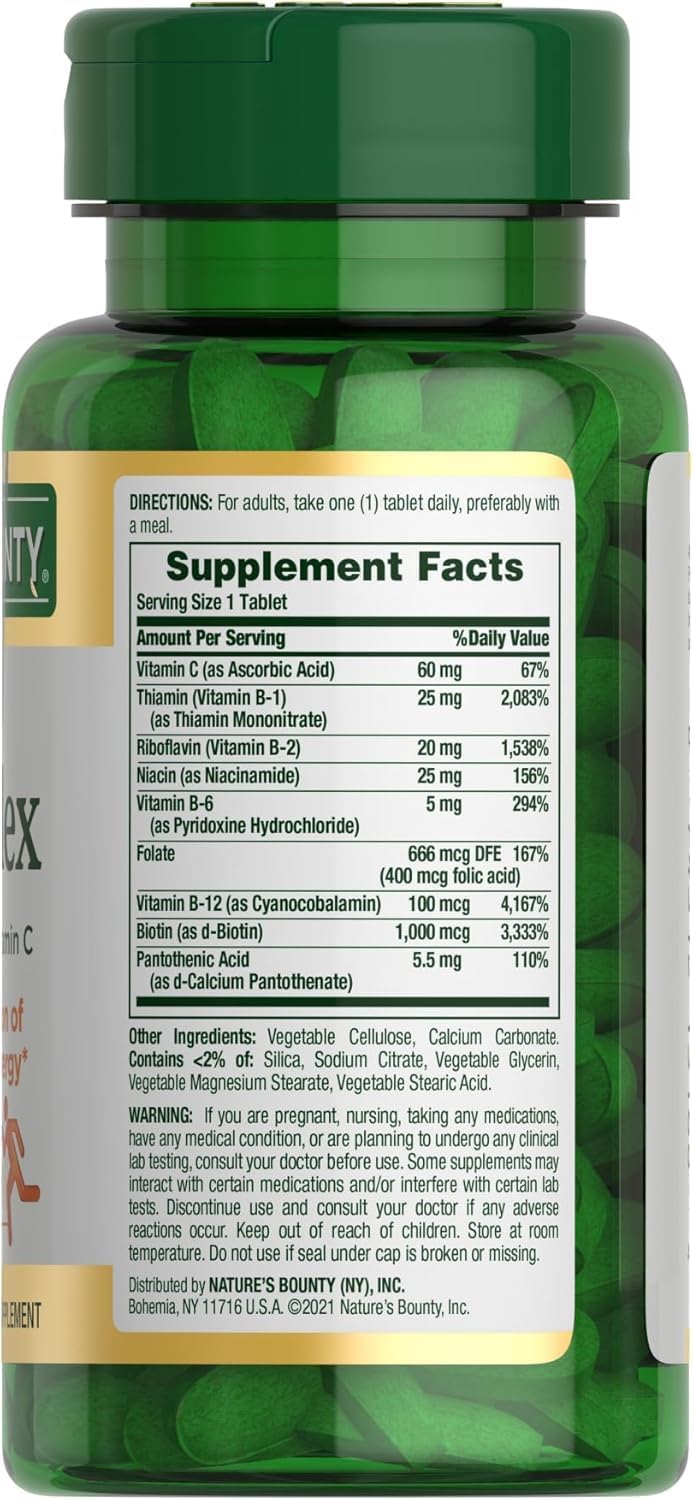 Nature's Bounty Super B Complex with Vitamin C & Folic Acid, 150 Tablets (Pack of 2) - görsel 2