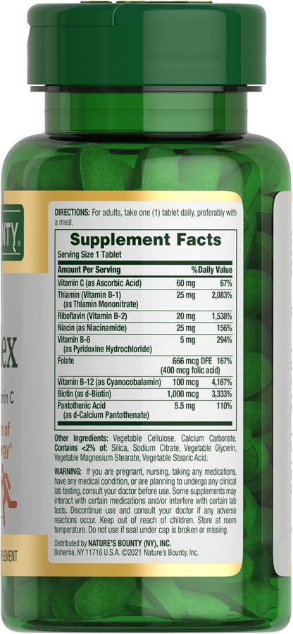 Nature's Bounty Super B Complex with Vitamin C & Folic Acid, 150 Tablets (Pack of 2)