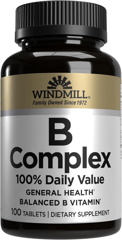 Windmill Natural Vitamins B Complex (100% Nutrient Reference Value) – 100 Tablets