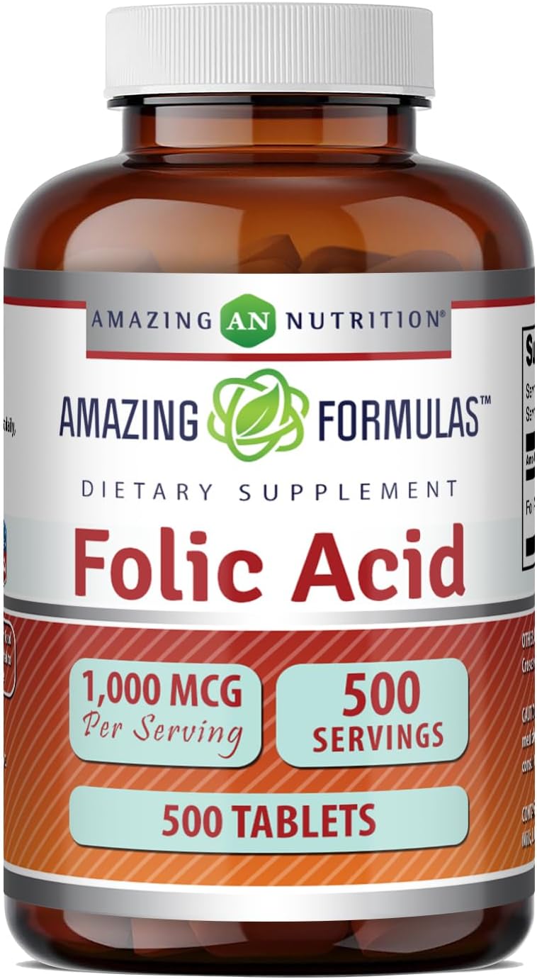 Amazing Formulae Folic Acid 1000 mcg (1 mg) Tablets, 240 Tablets (3 Pack) - görsel 6