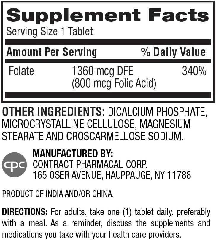 Earth's Splendor Folic Acid 800 mcg – Support for Heart and Reproductive Health, 200 Tablets (Pack of 2) - görsel 2