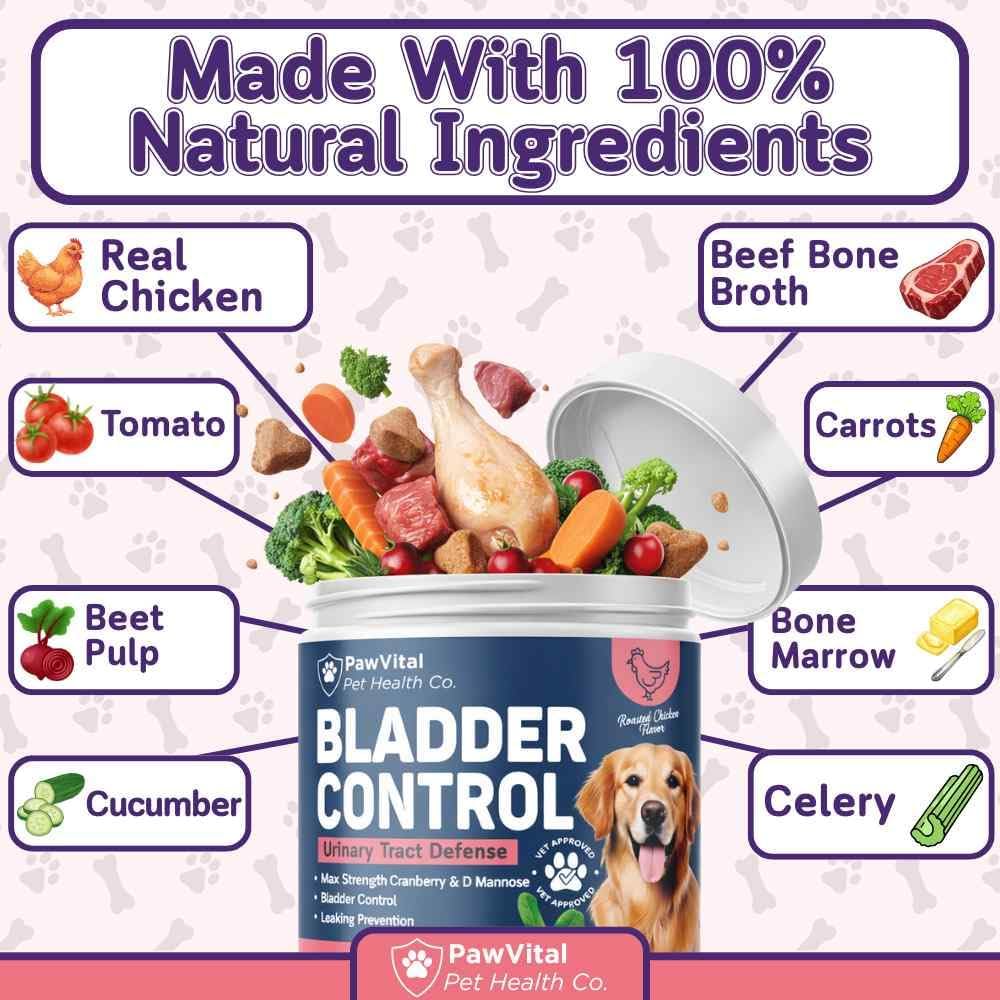 PawVital Dog UTI & Bladder Control Chews – Cranberry & D-Mannose Urinary Tract Support for Dogs, All-Natural Chicken Flavour, 90 Soft Chews - görsel 3
