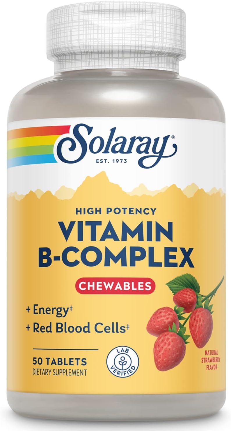 SOLARAY Vitamin B-Complex Chewables – Strawberry Flavour – 50 Tablets - görsel 1