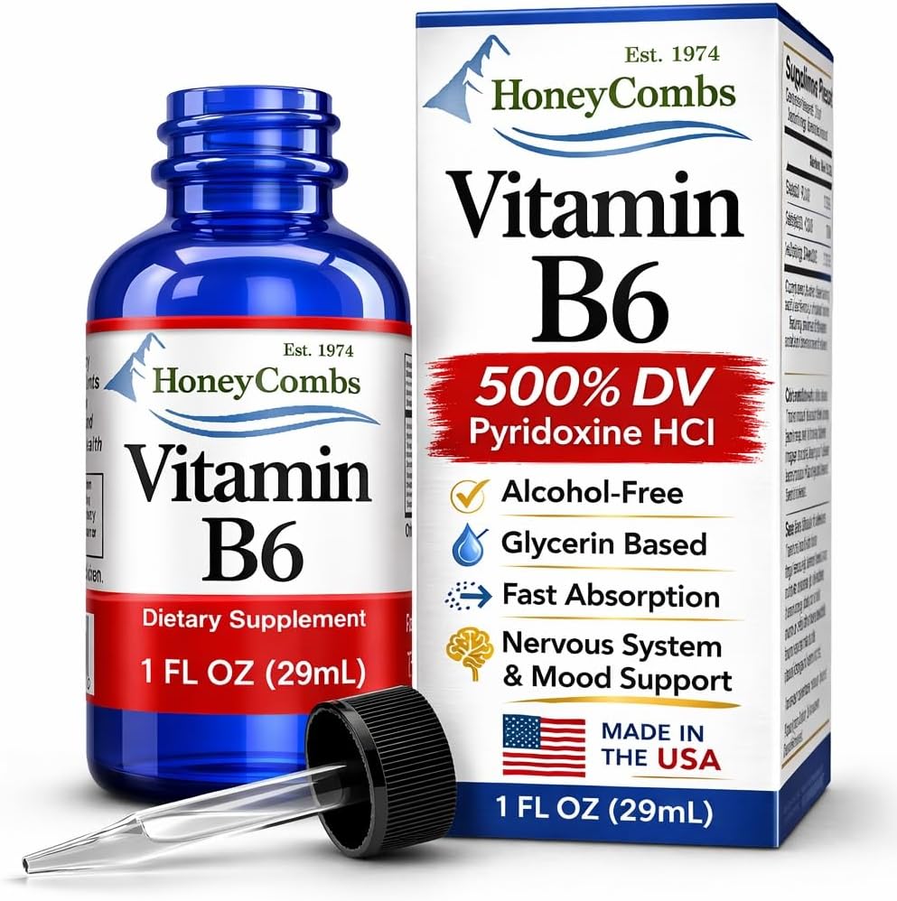 Vitamin B6 Liquid Drops, Pyridoxine HCl Supplement, 30ml | High Potency Energy Metabolism Support - görsel 1