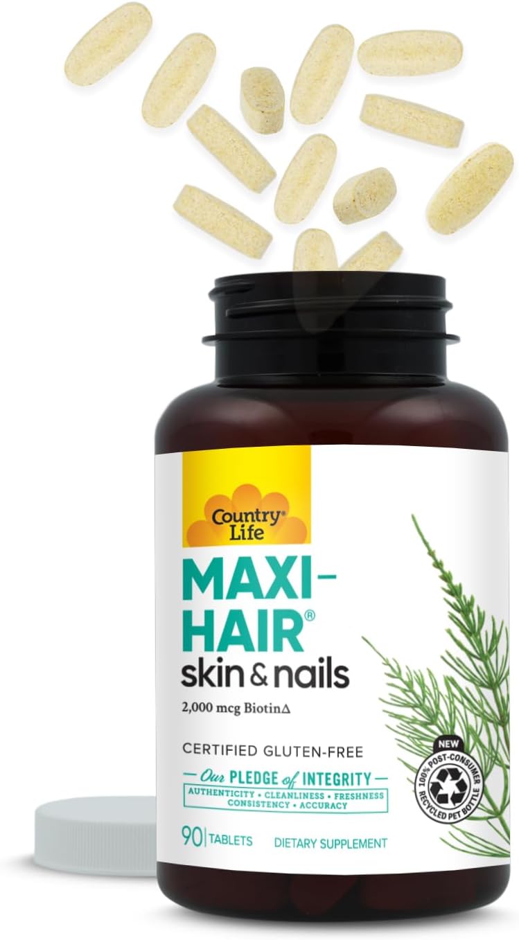 Country Life Maxi-Hair Food Supplement, Biotin 2000mcg, 90 Tablets - görsel 9
