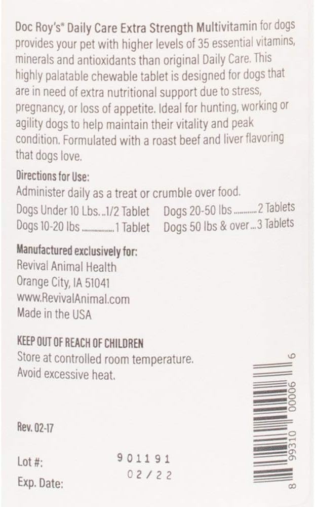 Doc Roy's Daily Care Extra Canine - Advanced Multivitamin Supplement for Dogs (365 Tablets) - görsel 7