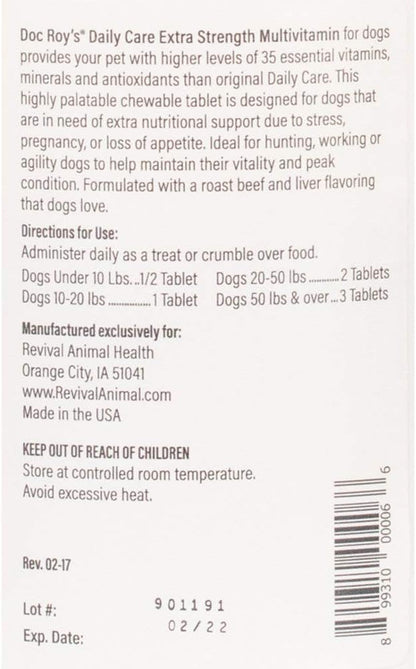 Doc Roy's Daily Care Extra Canine - Advanced Multivitamin Supplement for Dogs (365 Tablets)