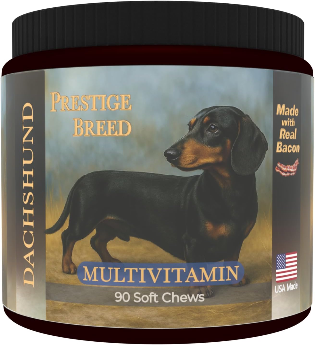 Prestige Breed Multivitamins for Dachshund, Balanced Nutrition, 90 Count, Made in USA with Real Bacon - görsel 1