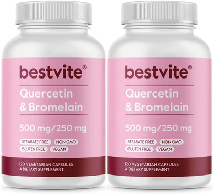 BESTVITE Quercetin with Bromelain 500mg/250mg - 120 Vegetarian Capsules