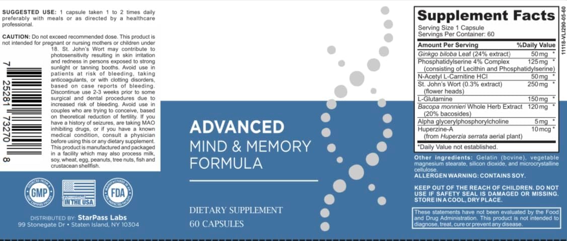Advanced Memory Formula – Brain Supplement for Memory, Focus and Mental Performance (180 Capsules) - görsel 5