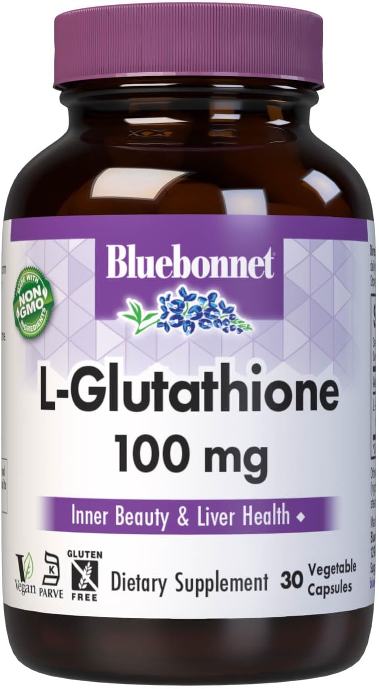 Bluebonnet Nutrition L-Glutathione 100 mg - Free-Form Reduced Glutathione - 30 Vegan Capsules - görsel 1